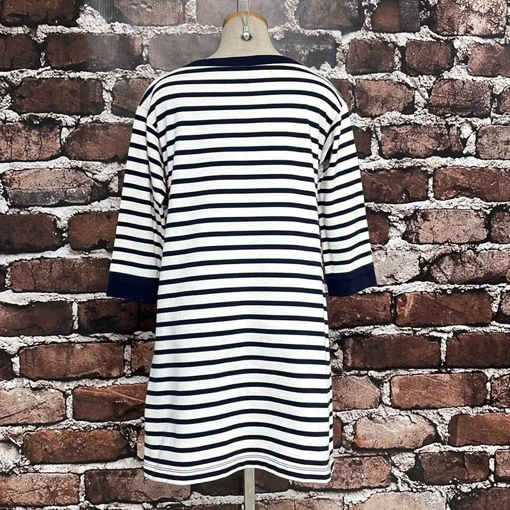 Kate Spade Dress Nautical Stripe Navy Blue White Boatneck Pockets Size Small